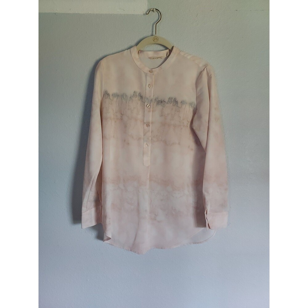 Soft Surroundings Abstract Watercolor Blouse Size Small Long Sleeve Shirt Top